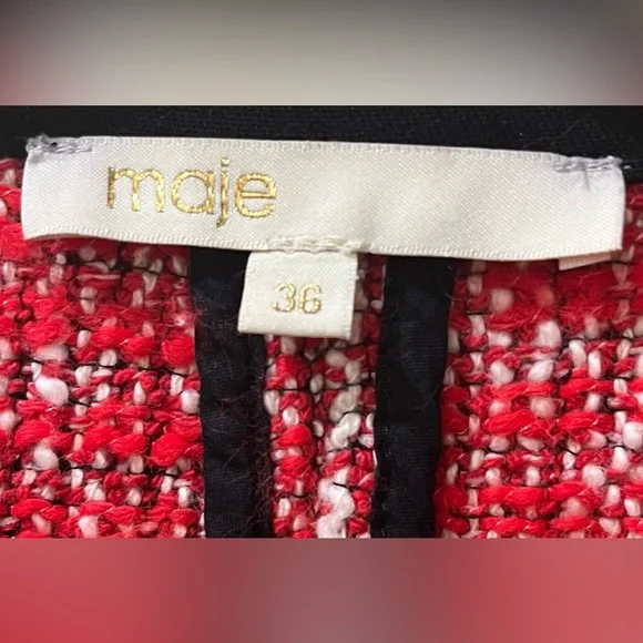 Maje Renati Tweed Dress in Rouje, FR Size 36 (US S) - Picture 5 of 16